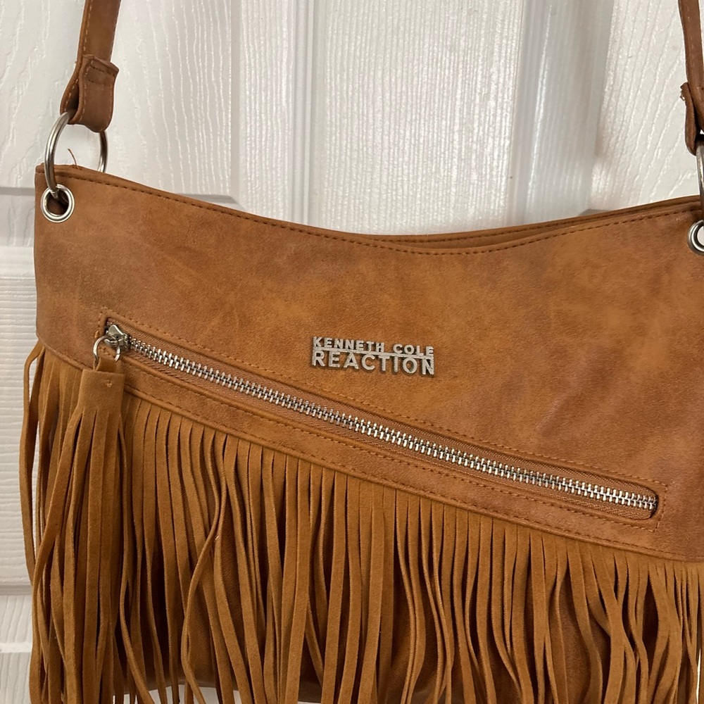 Kenneth Cole Reaction Brown Fringe Shoulder Bag